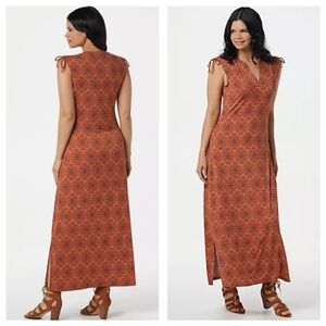Brooke Shields Timeless Rust Regular Sleevless Maxi Summer Dress Sz MP Stretchy
